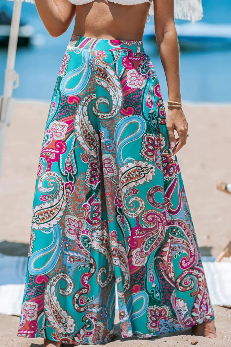 Online Cupshe Paisley High-Rise Wide Leg Pants Green