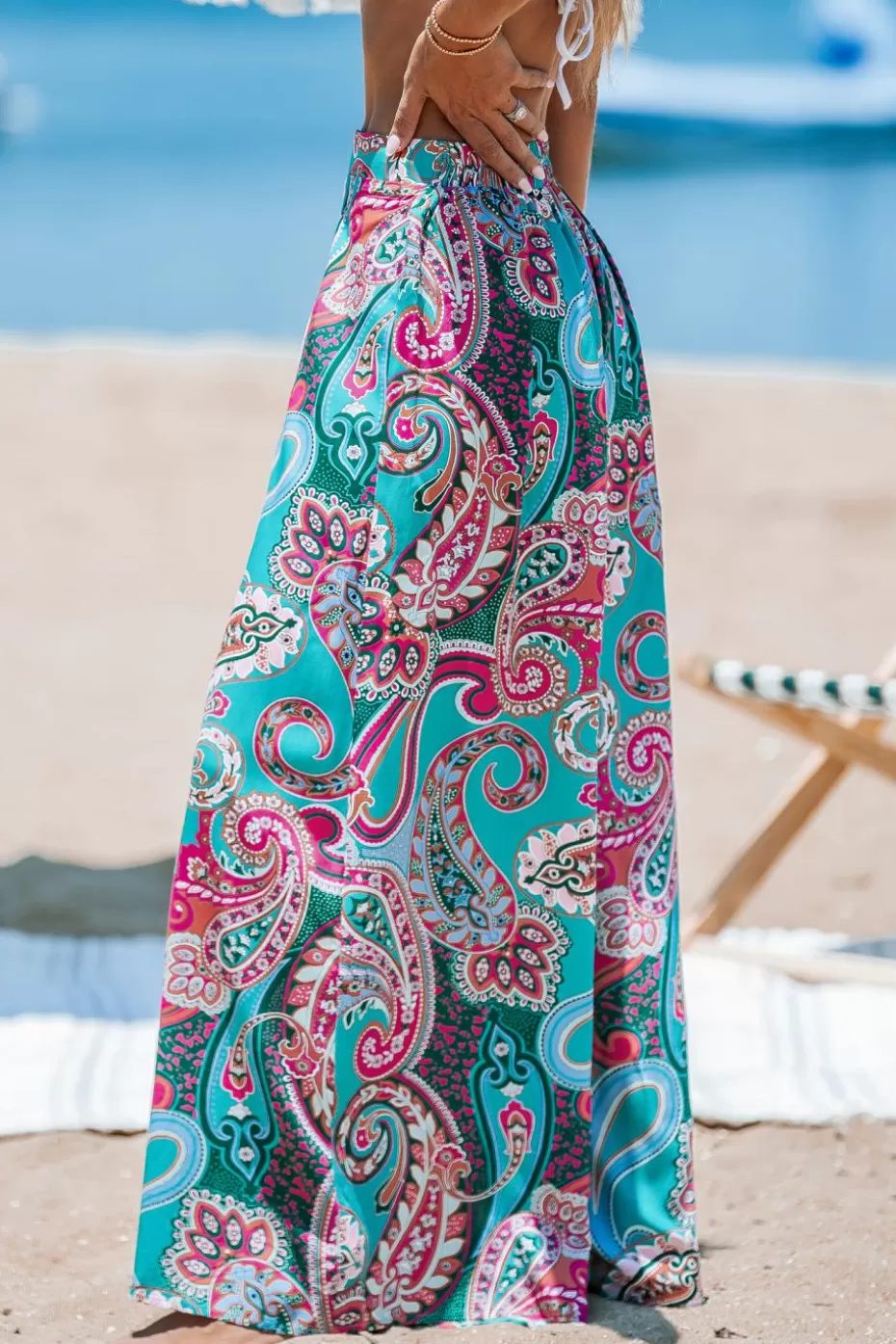 Online Cupshe Paisley High-Rise Wide Leg Pants Green