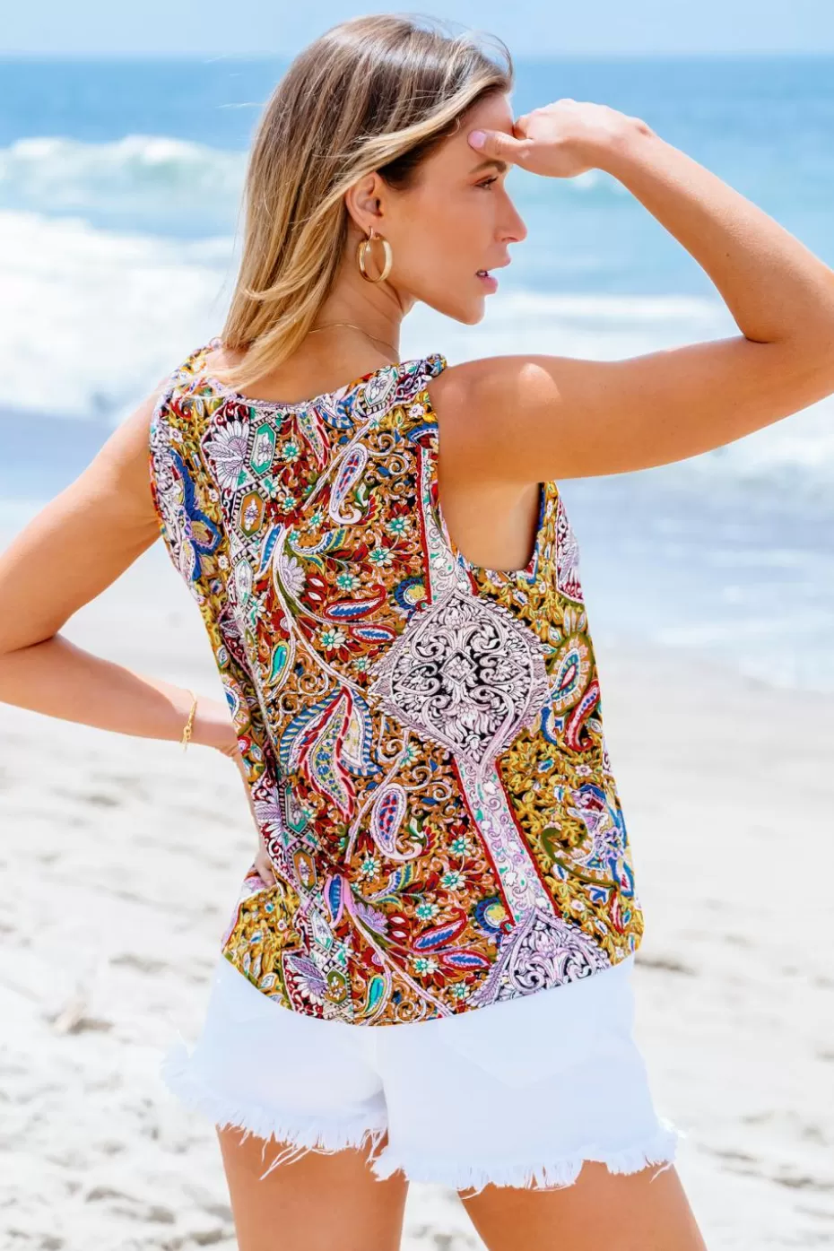 Cheap Cupshe Paisley Print V-Neck Cami Orange