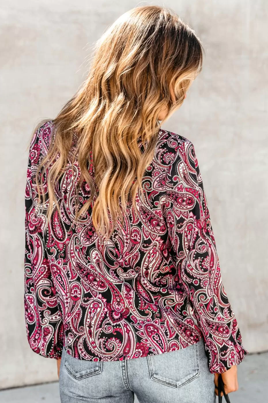 Store Cupshe Paisley Print V-Neck Top Red