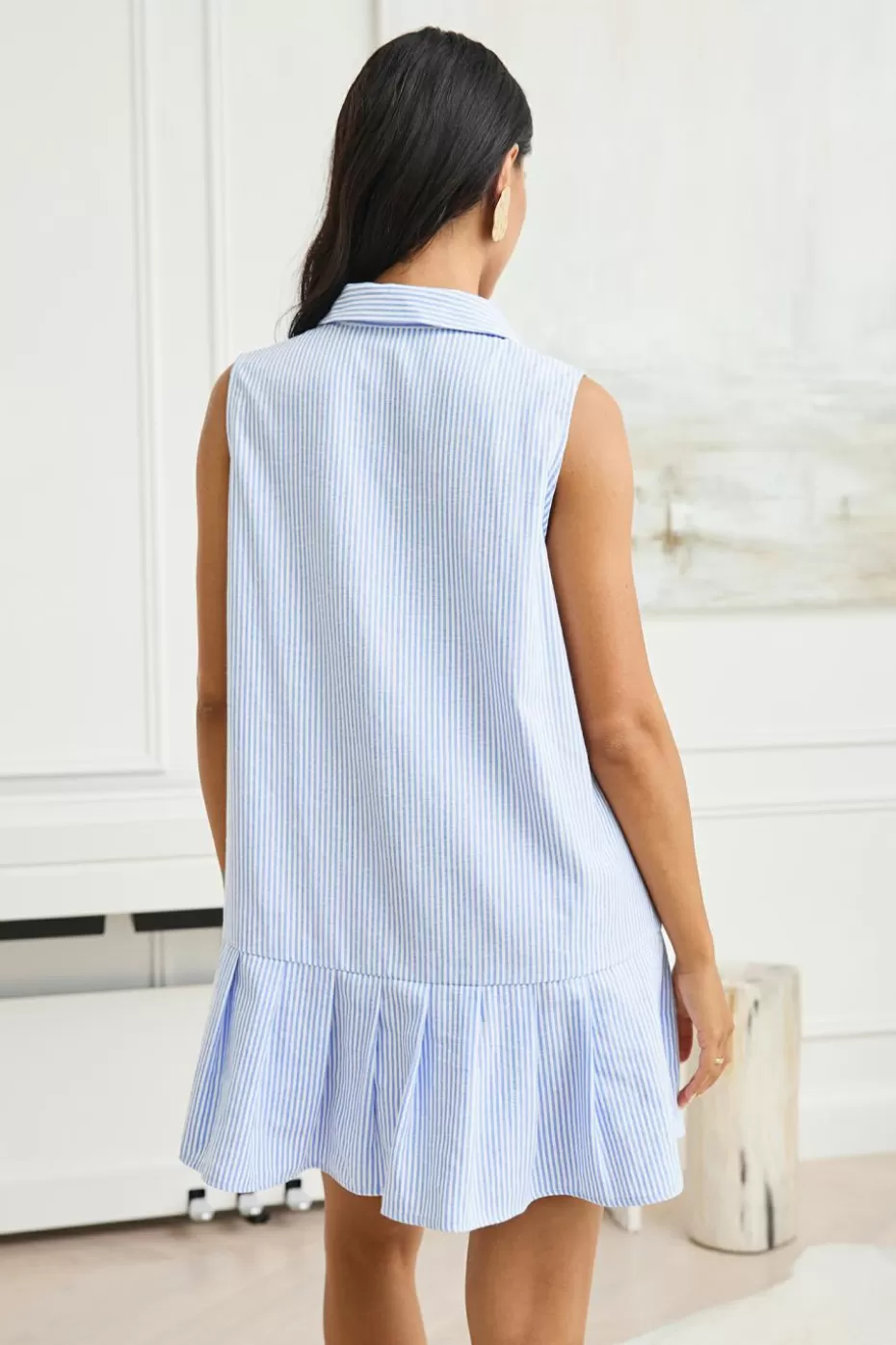 Discount Cupshe Pinstriped Ruffled Mini Dress White