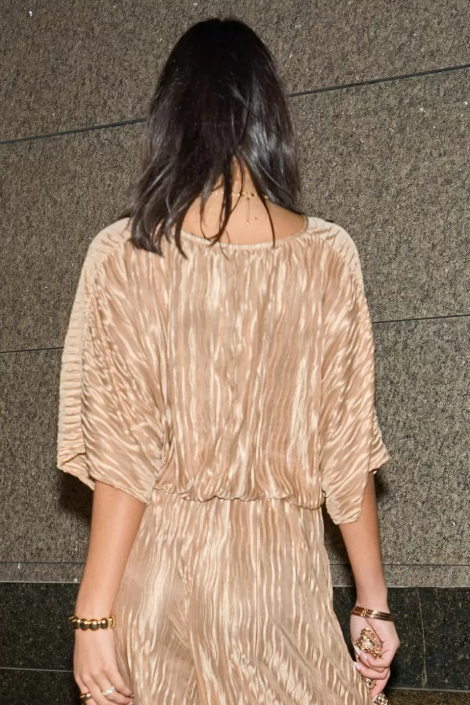 Clearance Cupshe Pleated Dolman Sleeve Front Twist Blouse Apricot