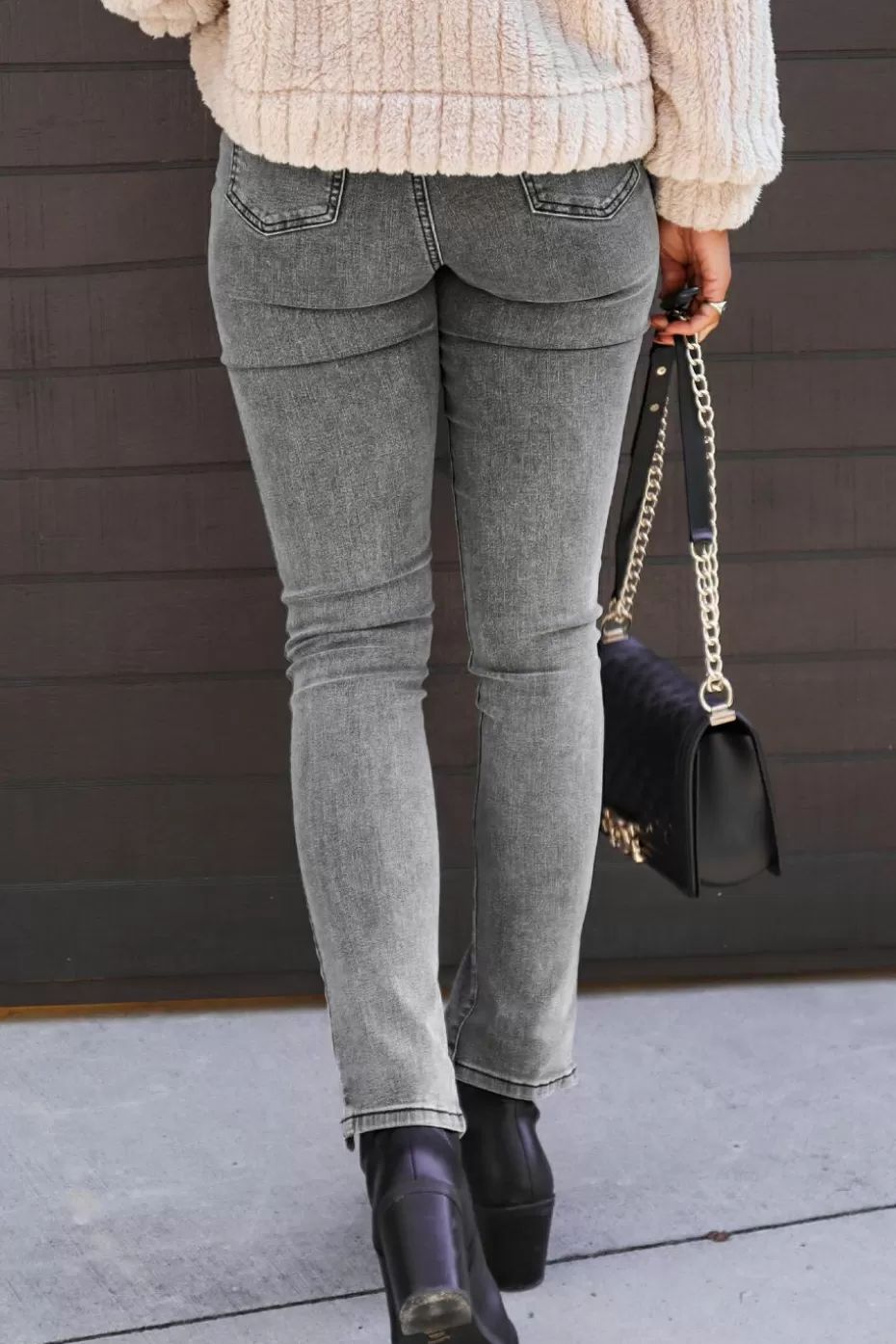 Online Cupshe Pocket Split Skinny Jeans Grey