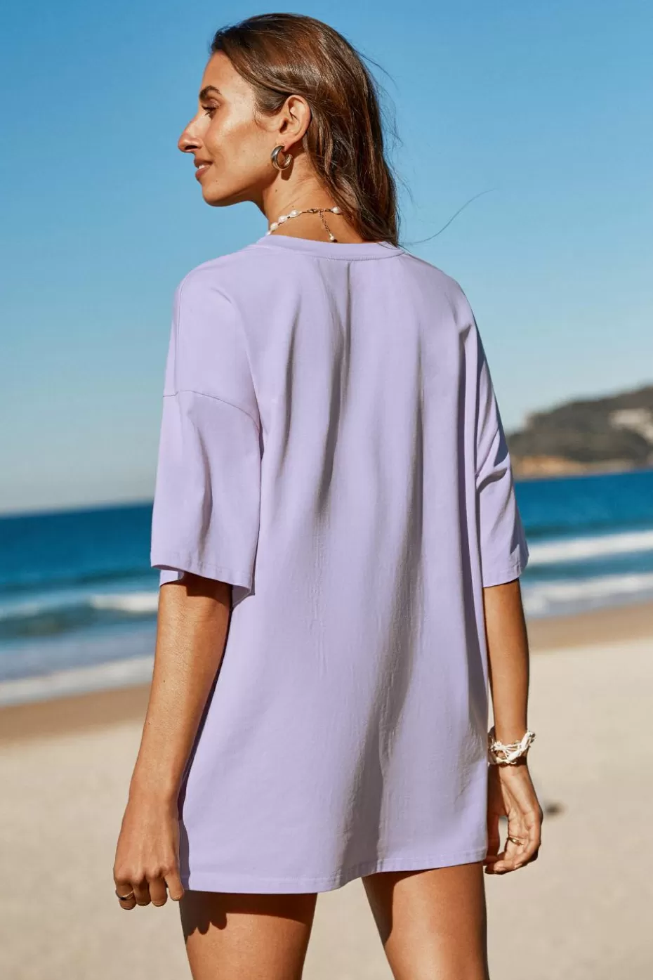 Online Cupshe Live Life On The Beach Short Sleeve Tee Purple