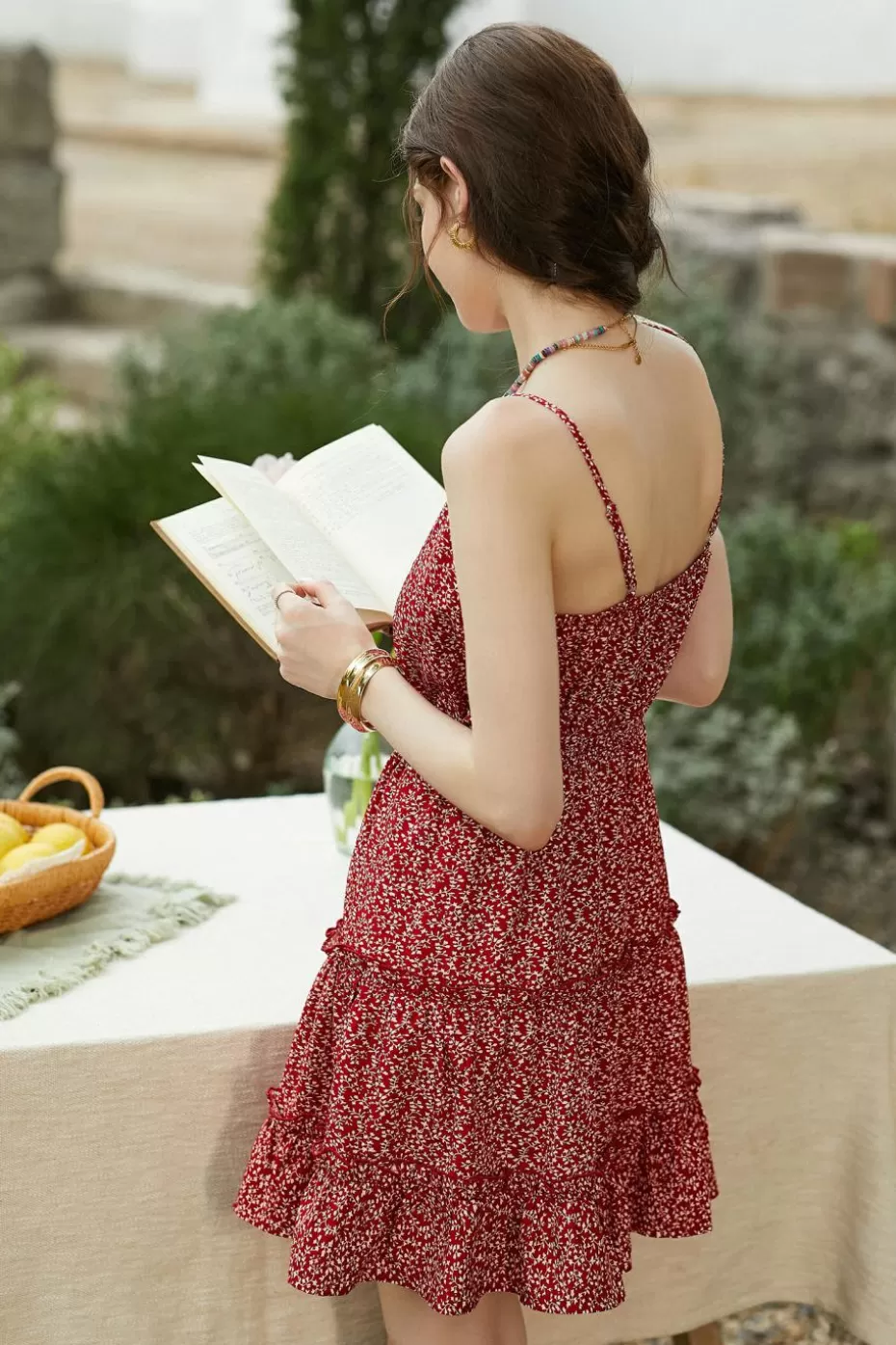 Online Cupshe & White Ditsy Sleeveless Mini Dress Red