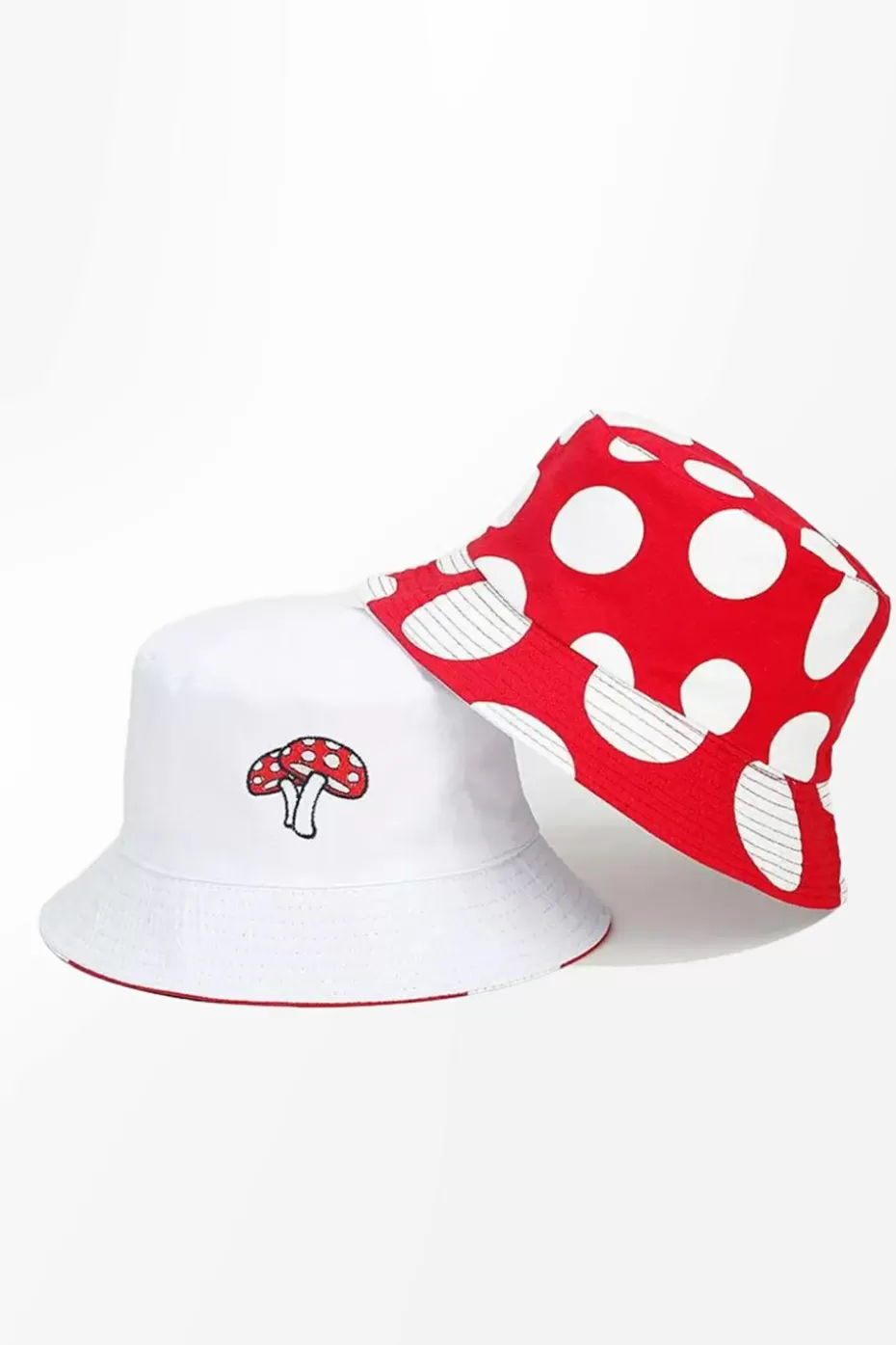 Online Cupshe & White Reversible Mushroom Bucket Hat Red