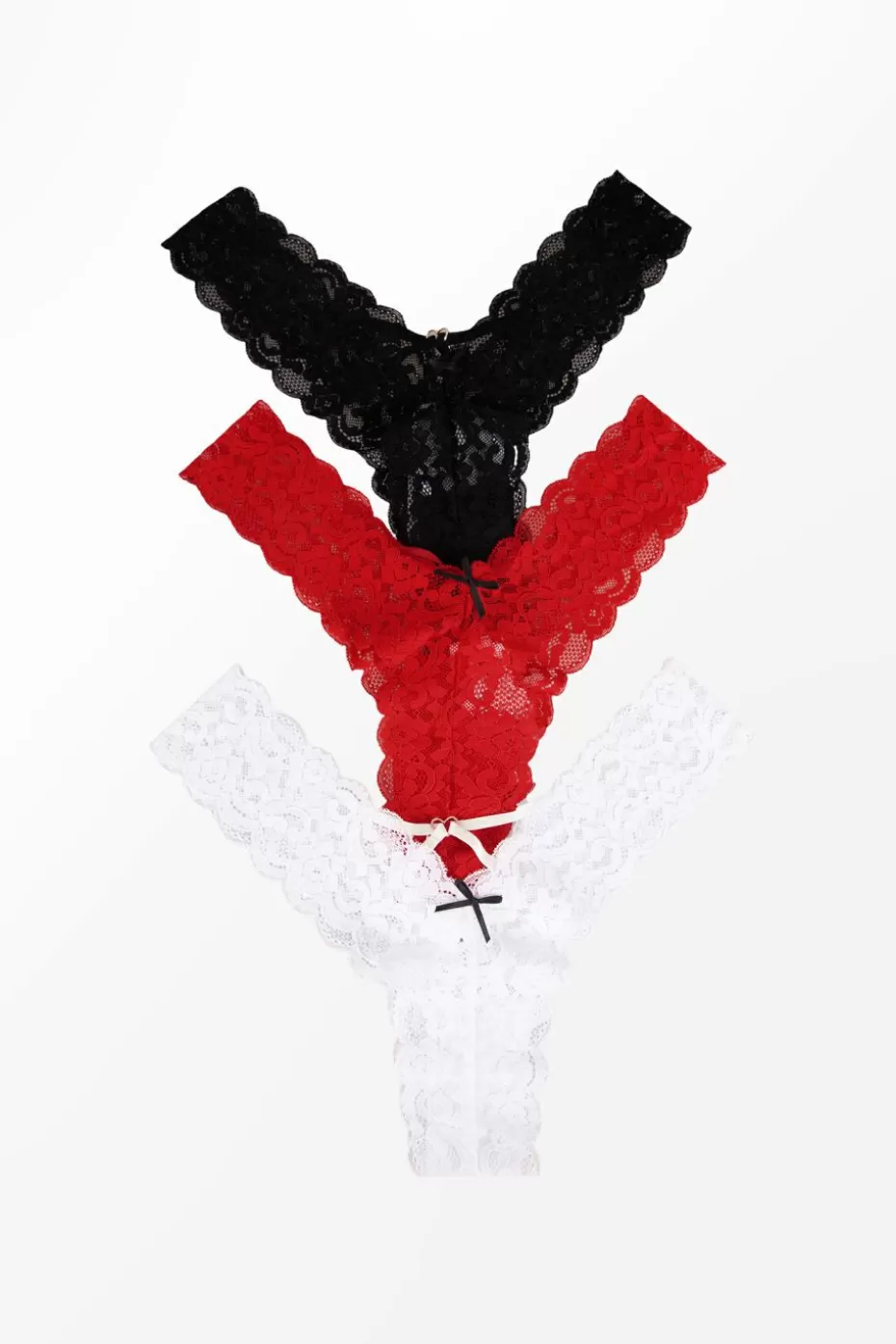 Hot Cupshe Lace & Bow Panties Red