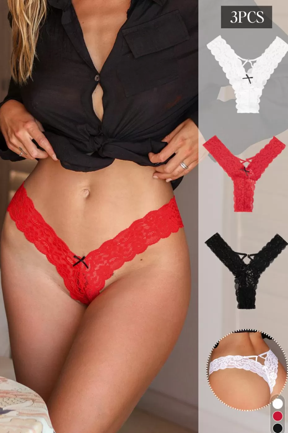 Hot Cupshe Lace & Bow Panties Red