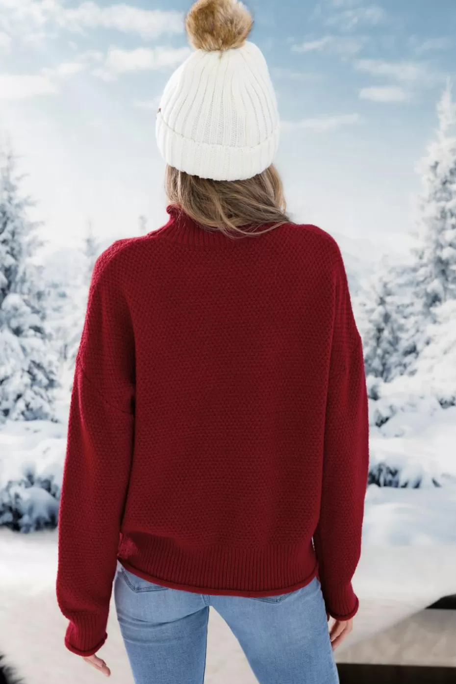 Best Sale Cupshe Long Sleeve Turtleneck Sweater Red