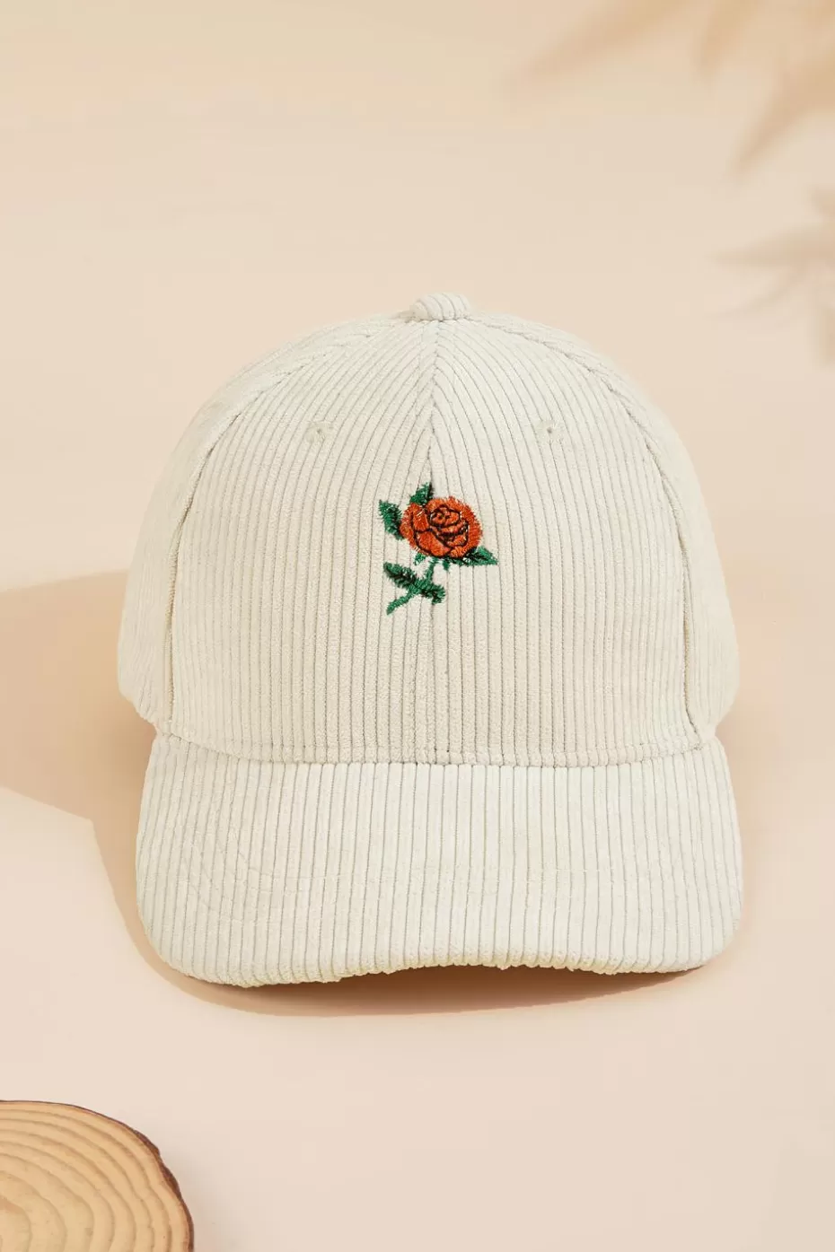 Hot Cupshe Red Rose Embroidered Baseball Cap Off White/Ivory