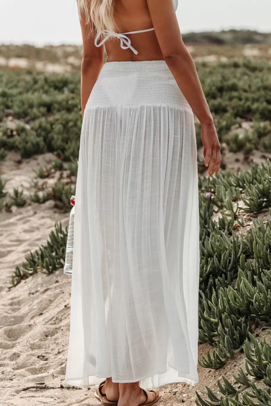 Outlet Cupshe Ruched Waist Split Hem Sarong White-White