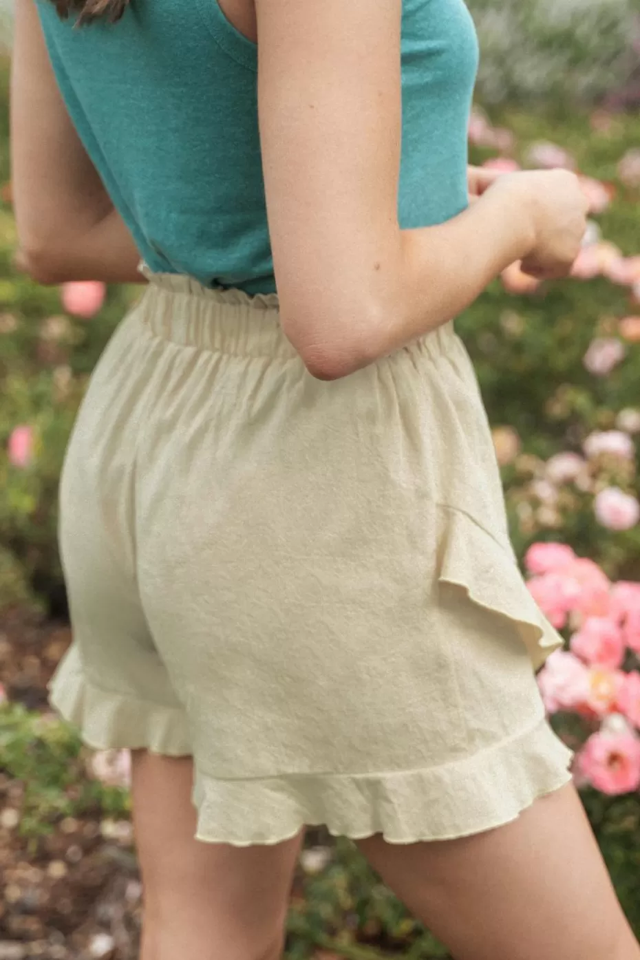 Sale Cupshe Ruffled Wide Leg Shorts Apricot