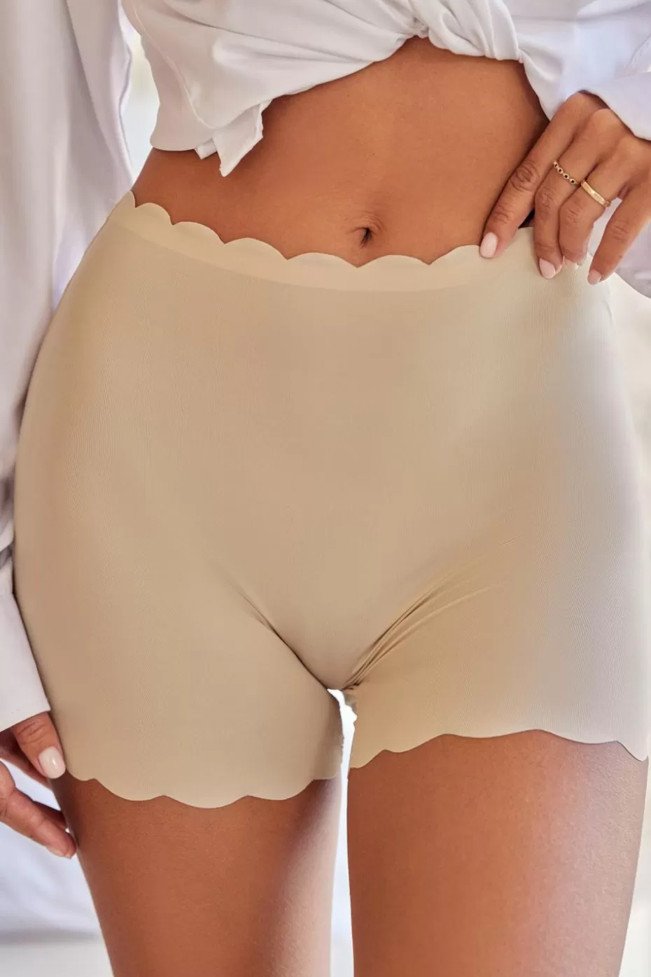 Shop Cupshe Scalloped Boy Shorts Underwear Set Black