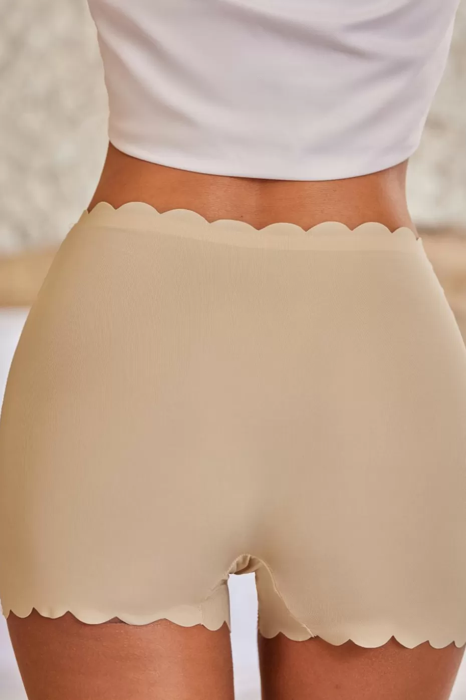 Shop Cupshe Scalloped Boy Shorts Underwear Set Black