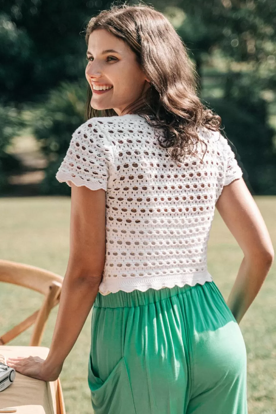 Flash Sale Cupshe Scalloped Crochet Cardigan White-White