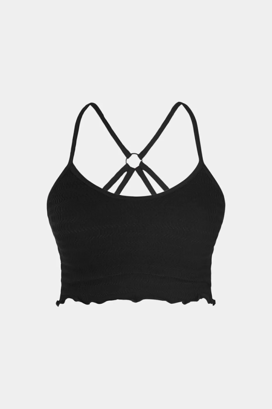 Flash Sale Cupshe Seamless Scoop Neck Lettuce Hem Crop Tank Black