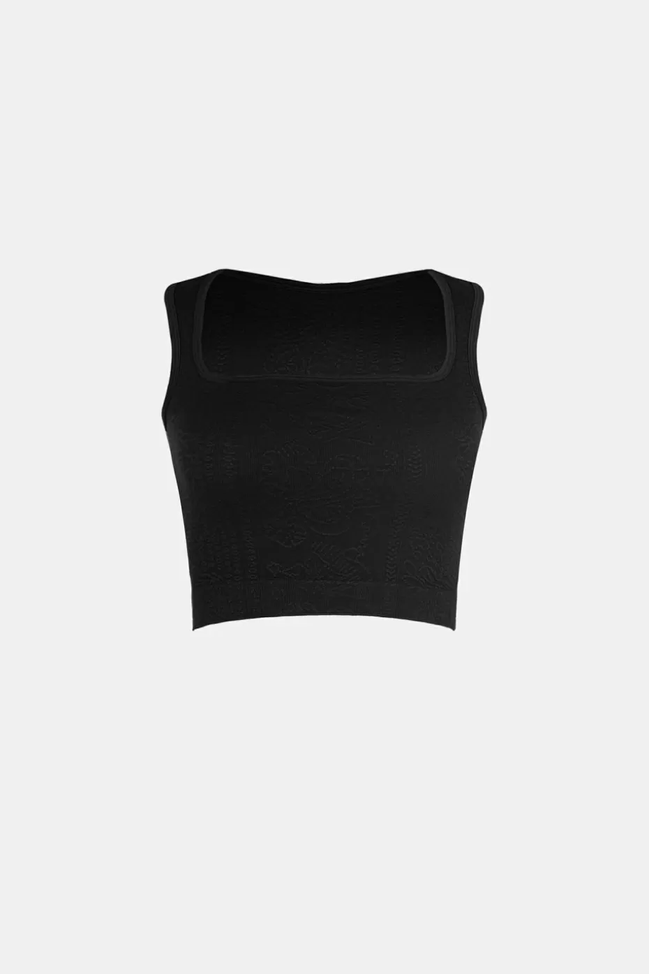 Clearance Cupshe Seamless Square Neck Cropped Tank Black