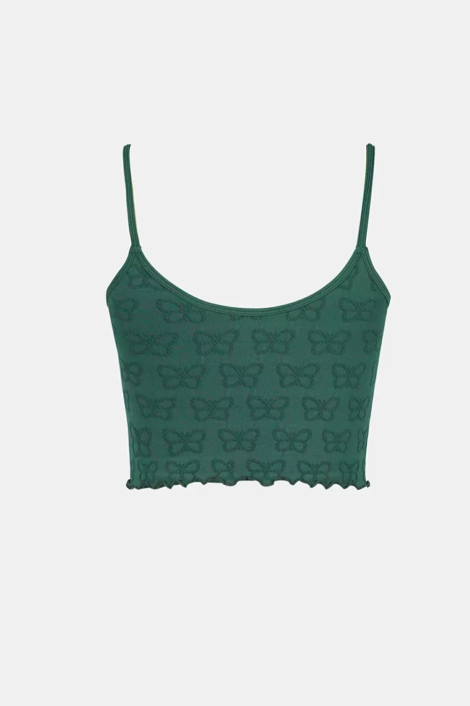Cheap Cupshe Seamless Butterfly Sleeveless Scoop Neck Crop Top Green