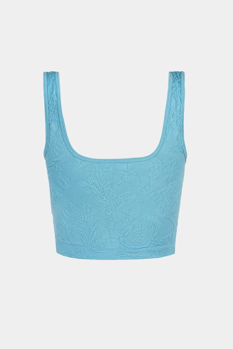 Online Cupshe Seamless Knit Diamond Neck Sleeveless Crop Top Blue