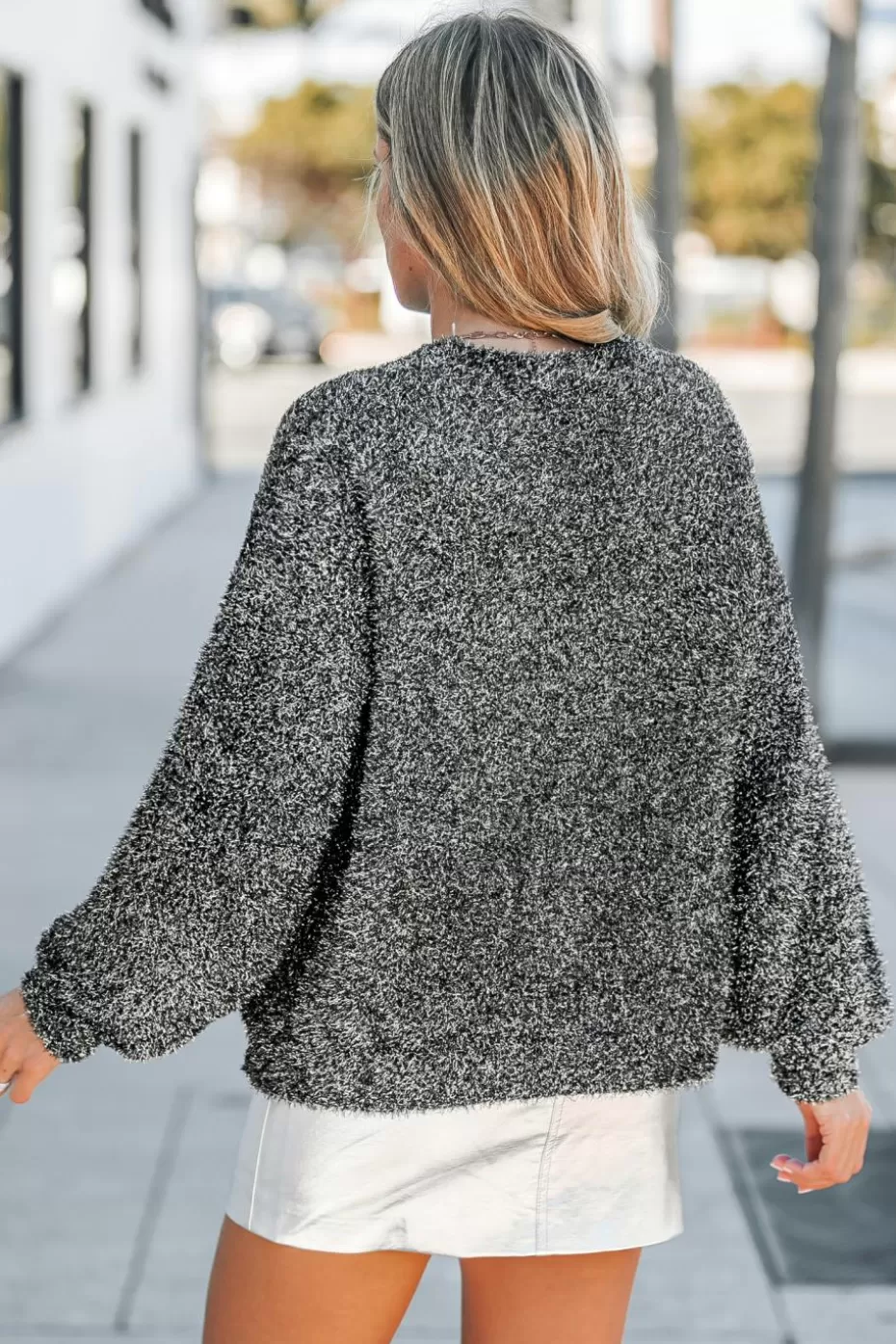 Best Sale Cupshe Sequin Round Neck Sweater Grey