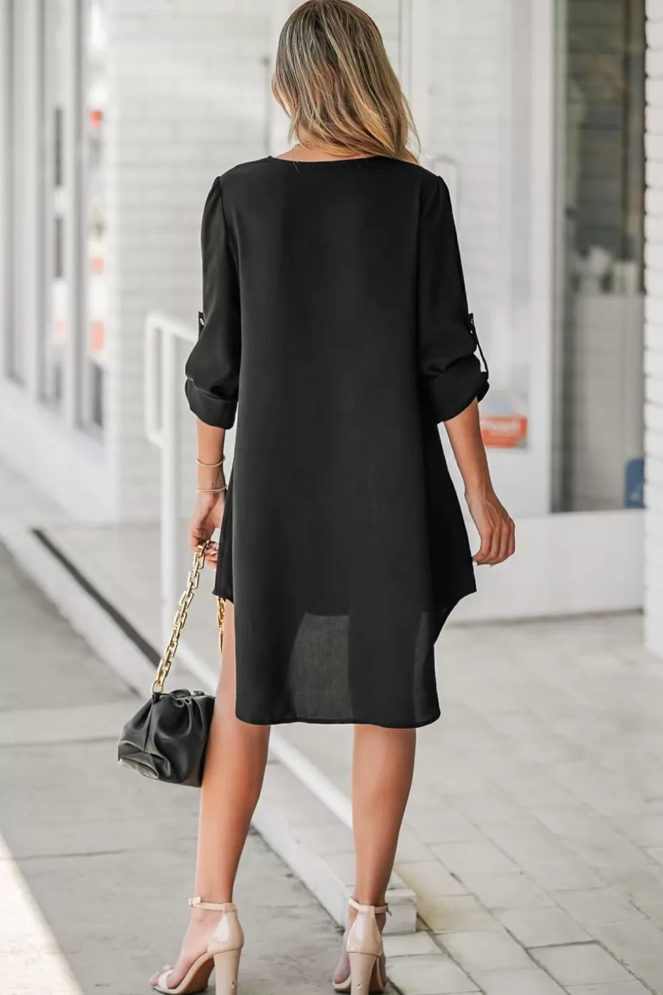 Best Cupshe Shadow V-Neck Mini Dress Black