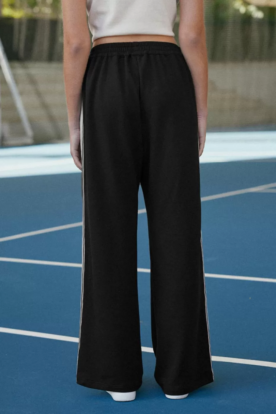Flash Sale Cupshe Side Stripe Elastic Waist Jersey Pants Blue