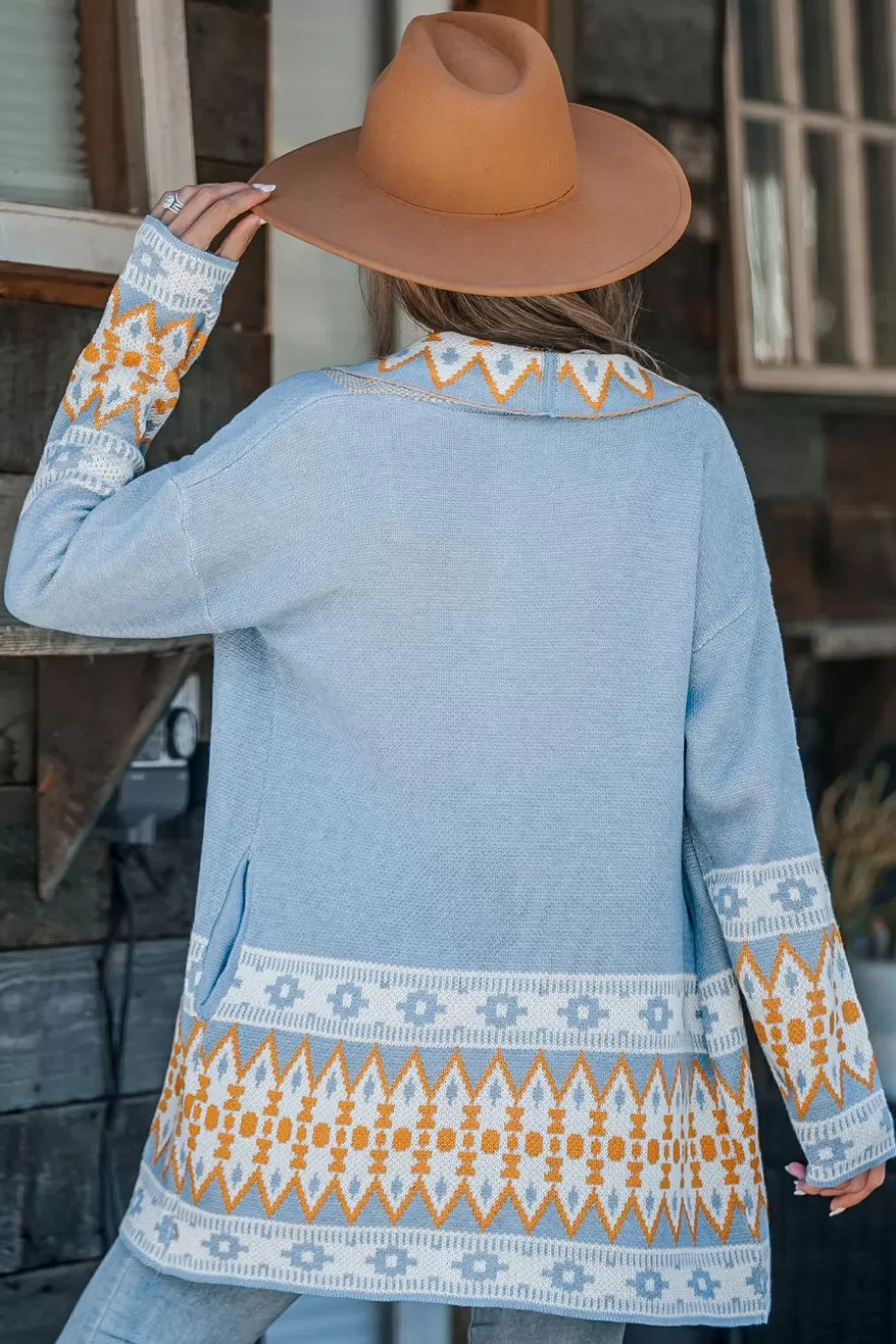 Online Cupshe Southwestern Open Front Longline Cardigan Blue