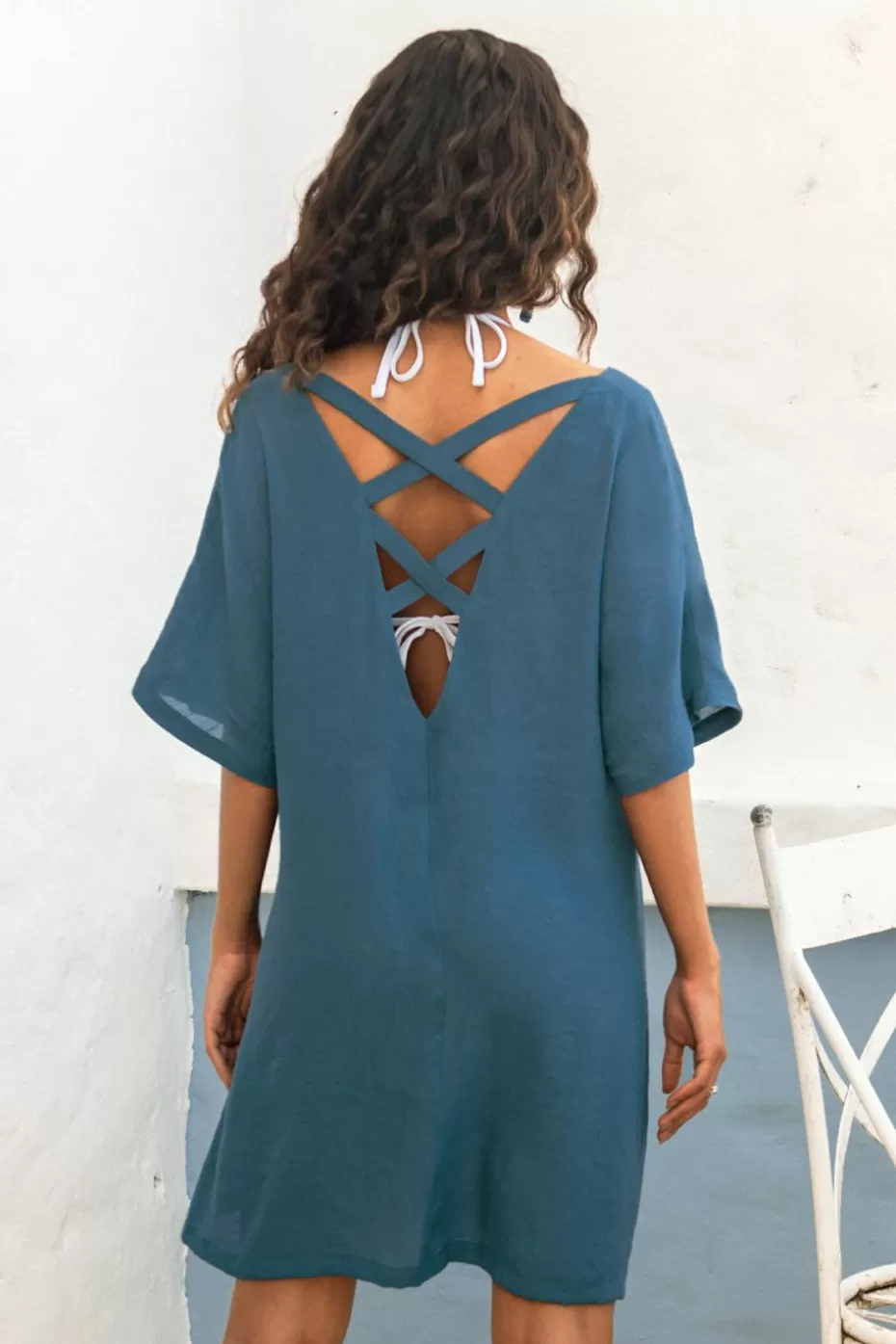 Best Cupshe Strappy Cutout Back Cover-Up Dress Navy