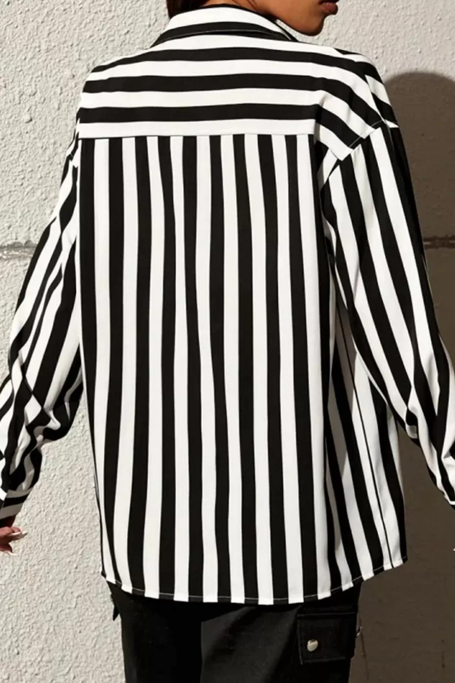 Clearance Cupshe Striped Collared Button-Up Blouse White