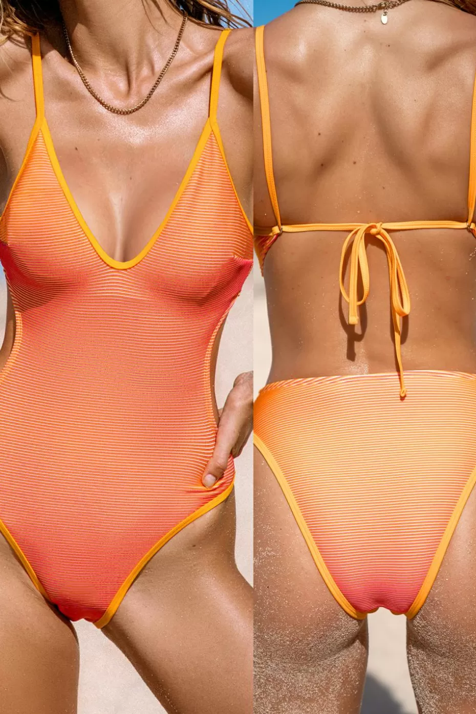 Cheap Cupshe Sunset Gradient Open Back One-Piece Tangerine
