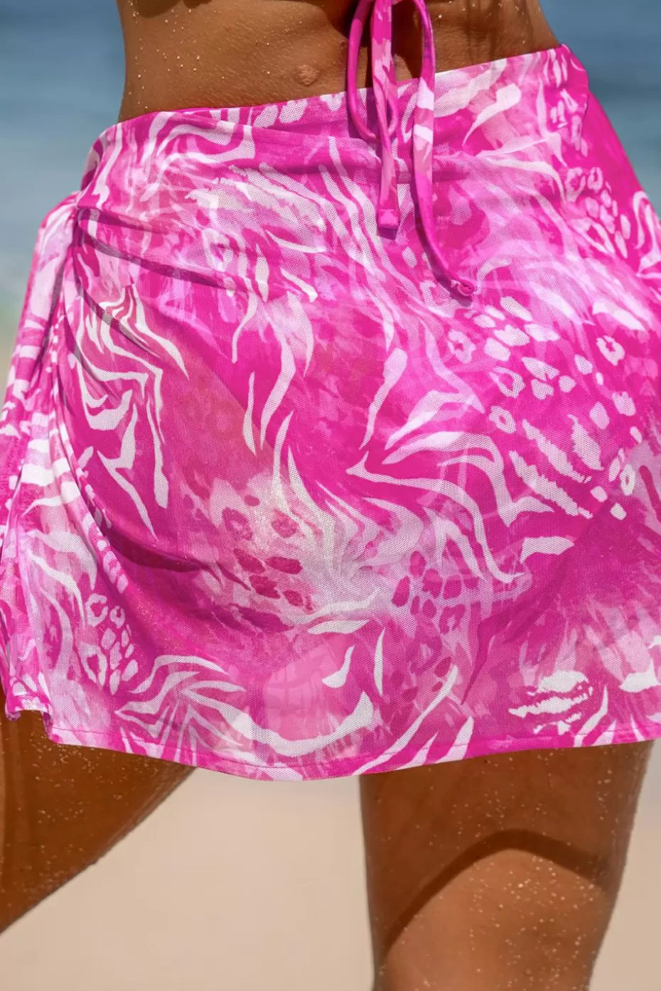 New Cupshe Tie-Dye Animal Print Cover-Up Sarong Magenta