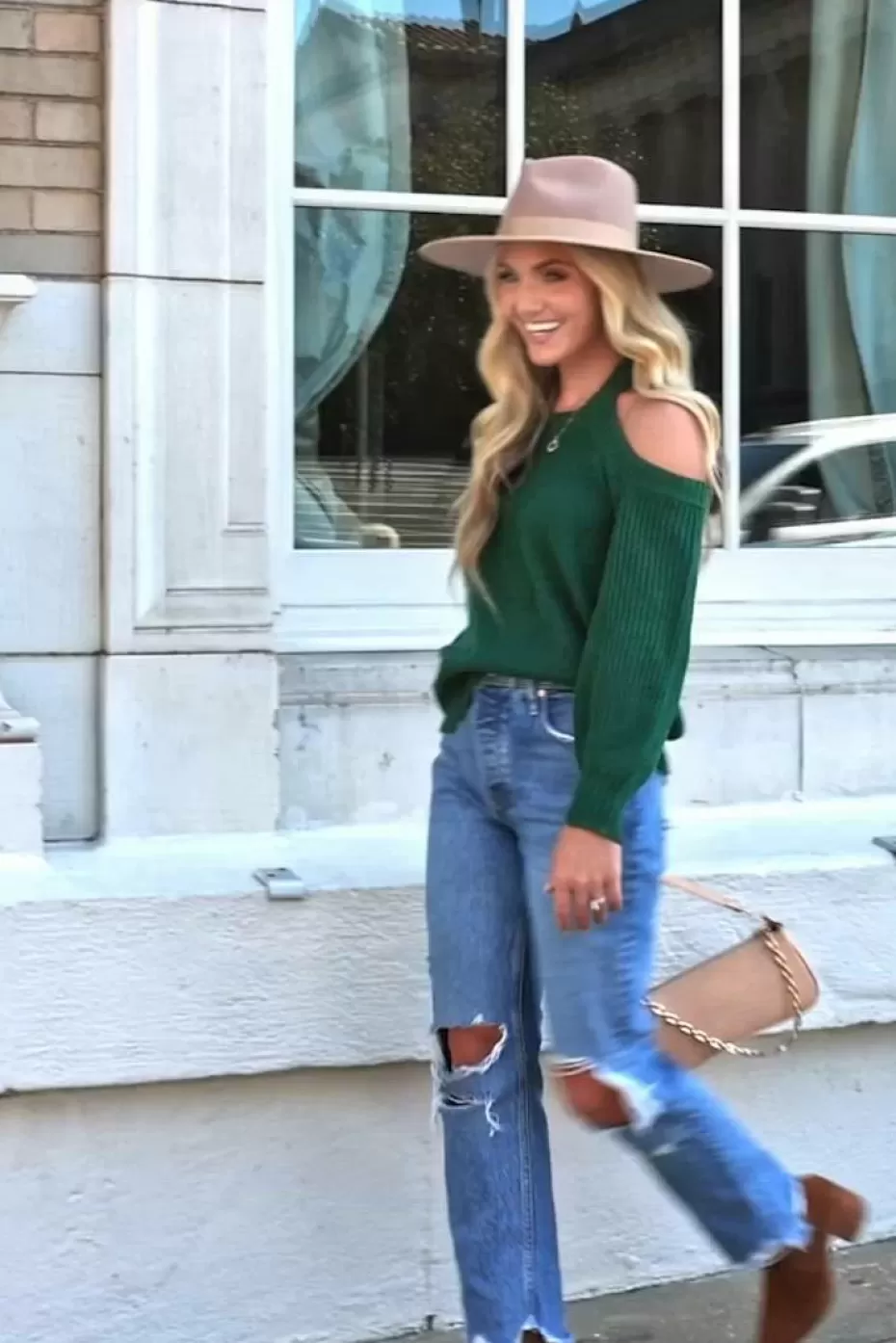 Store Cupshe Toasty Open-Shoulder Rib Sweater Green