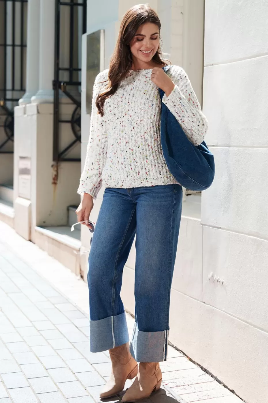 Online Cupshe Twist Back Round Neck Sweater White