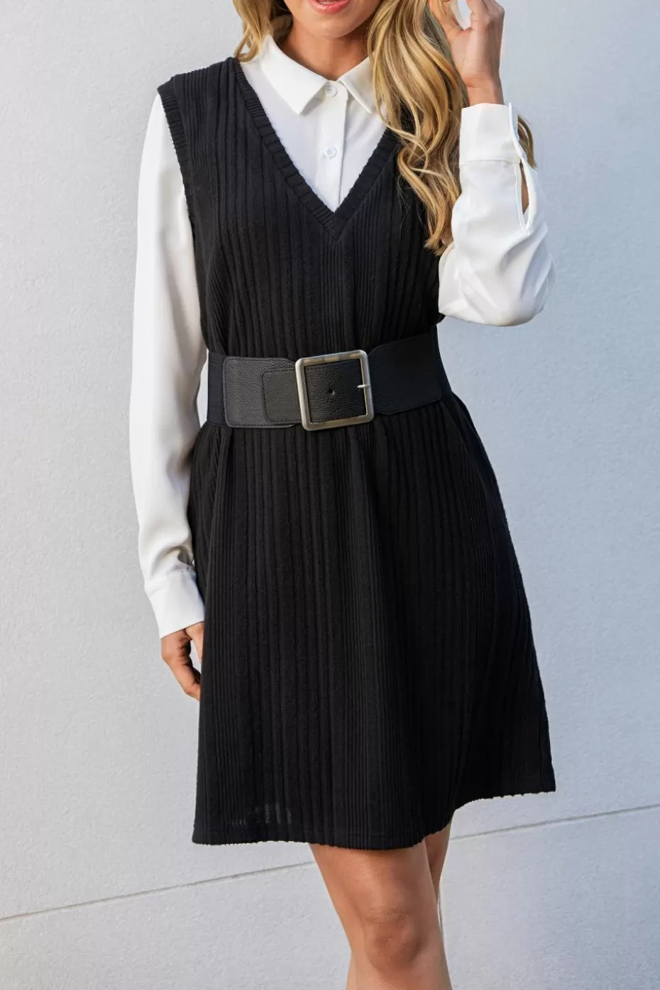 Flash Sale Cupshe Two-Piece Mini Shirt Dress Black