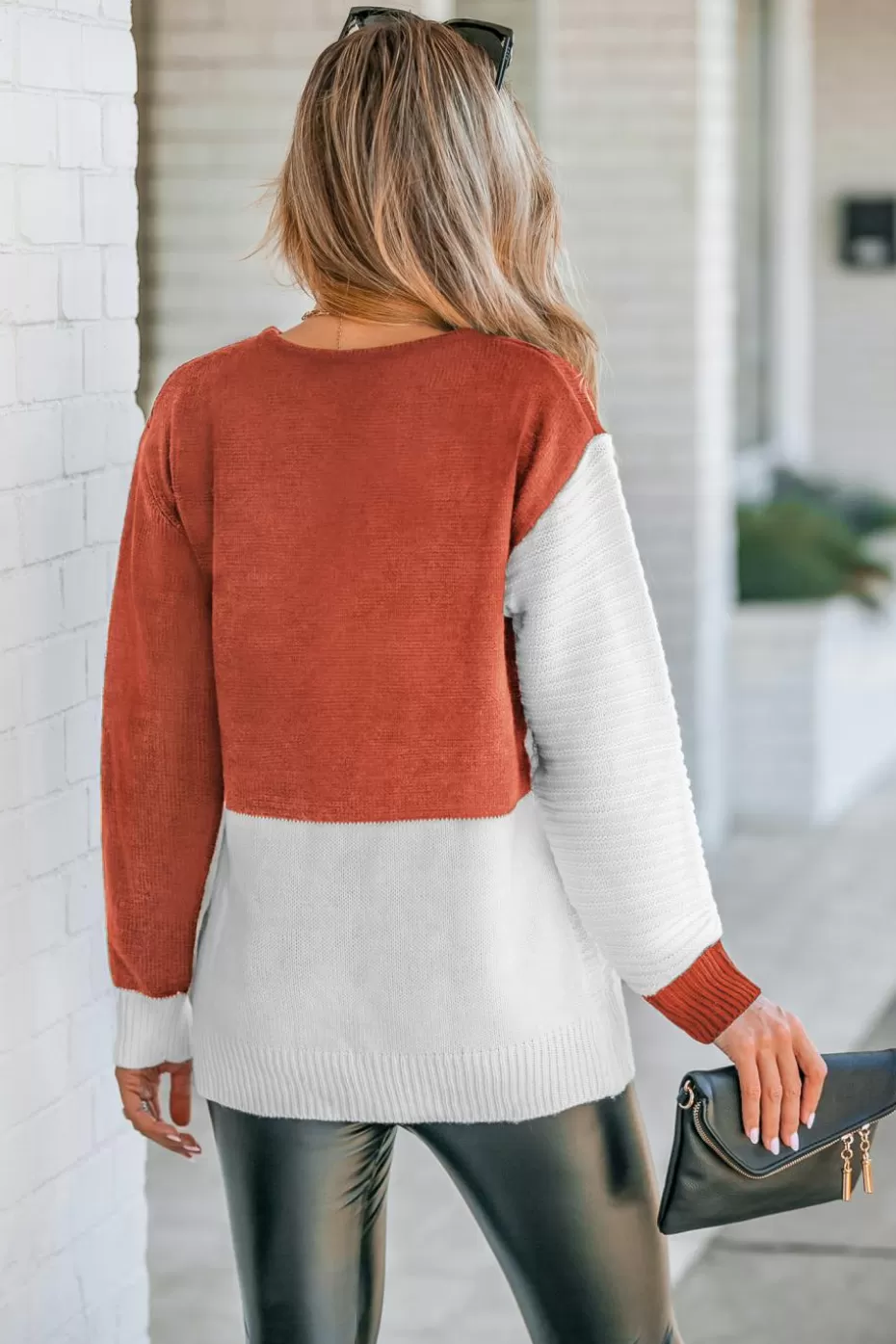 Best Cupshe Two-Tone Ribbed Sweater Red