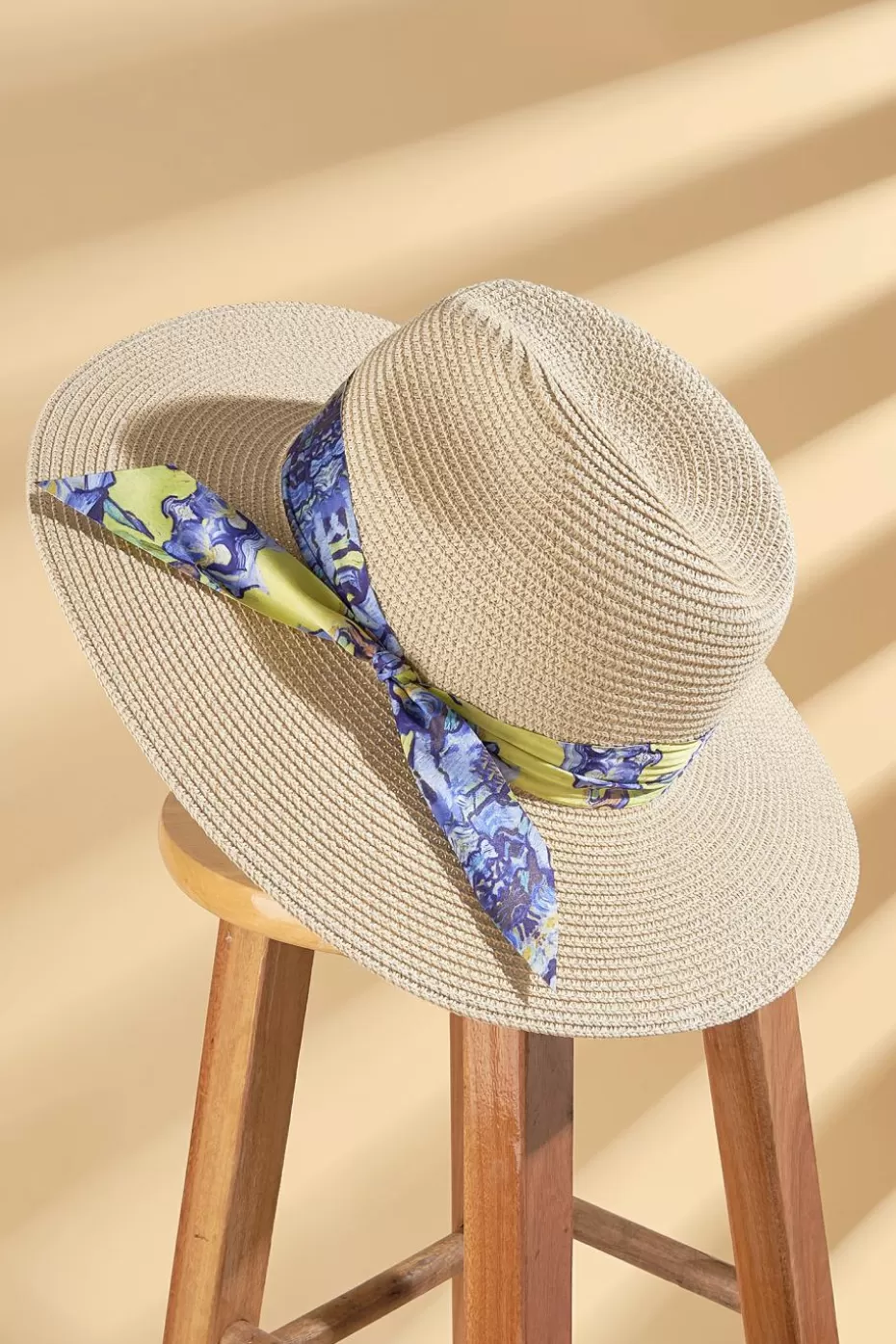 New Cupshe Watercolor Band Wide Brim Straw Hat Beige