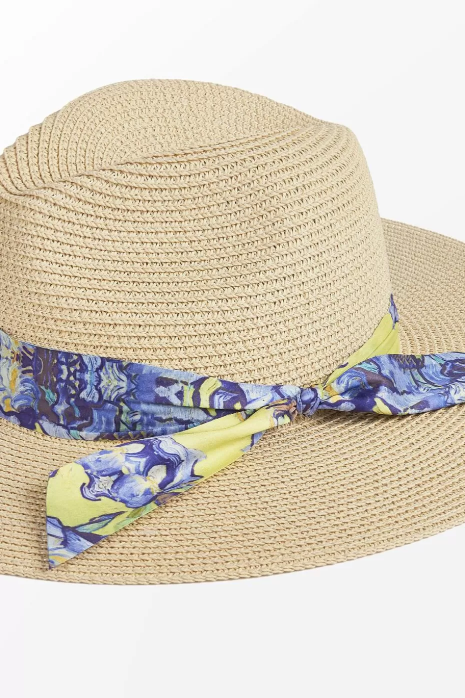 New Cupshe Watercolor Band Wide Brim Straw Hat Beige