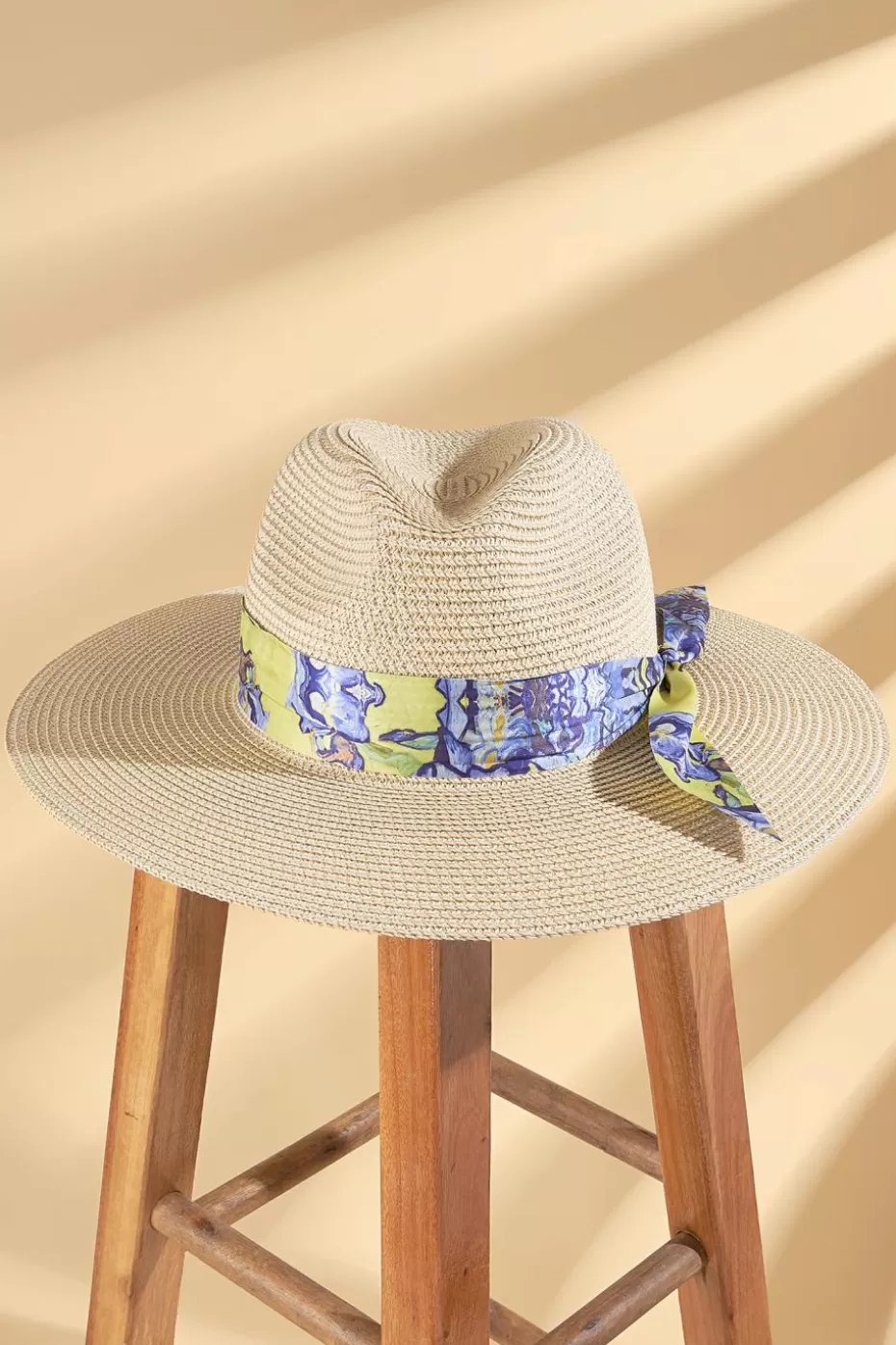 New Cupshe Watercolor Band Wide Brim Straw Hat Beige