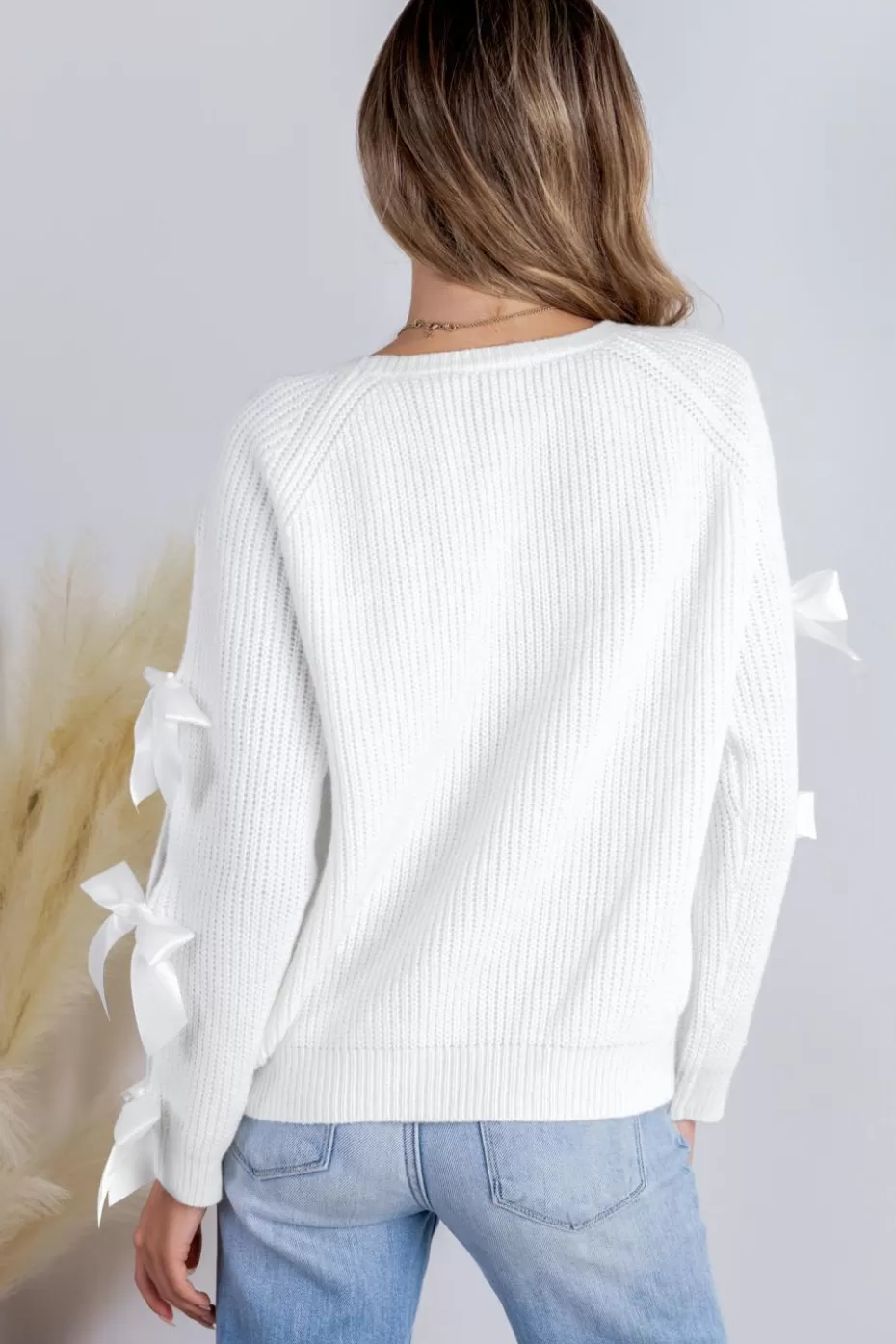 Best Sale Cupshe Bow-Embellished Long Sleeve Sweater White