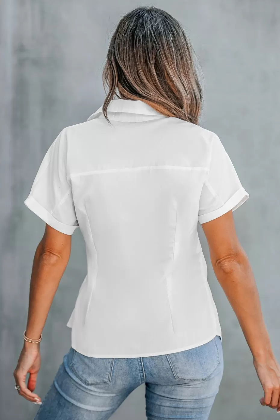 Cheap Cupshe Collared Asymmetrical Twist Top White