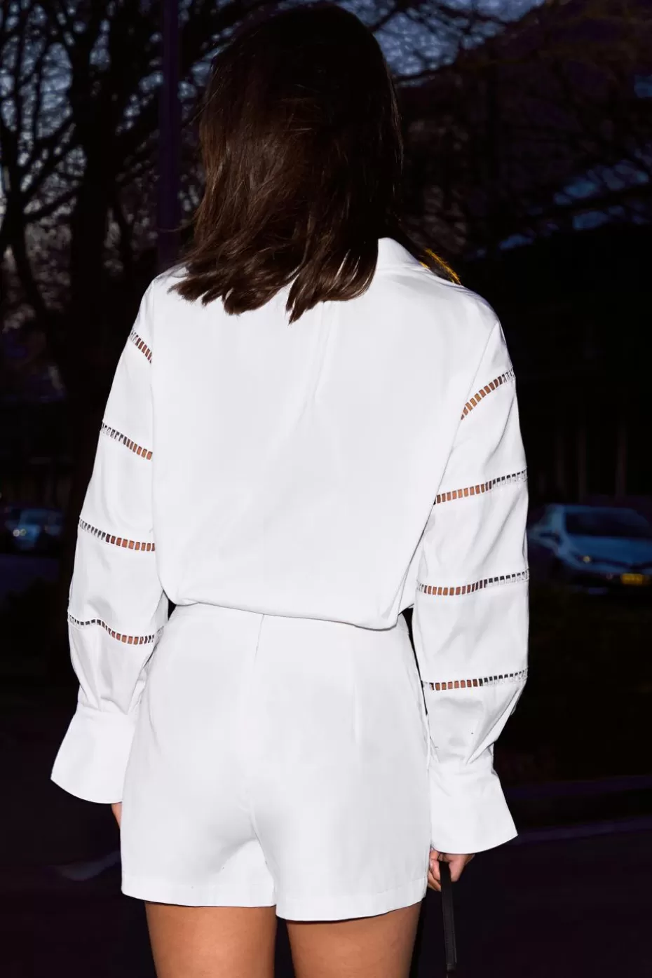 Shop Cupshe White Collared Cutout Sleeve Blouse Off White/Ivory
