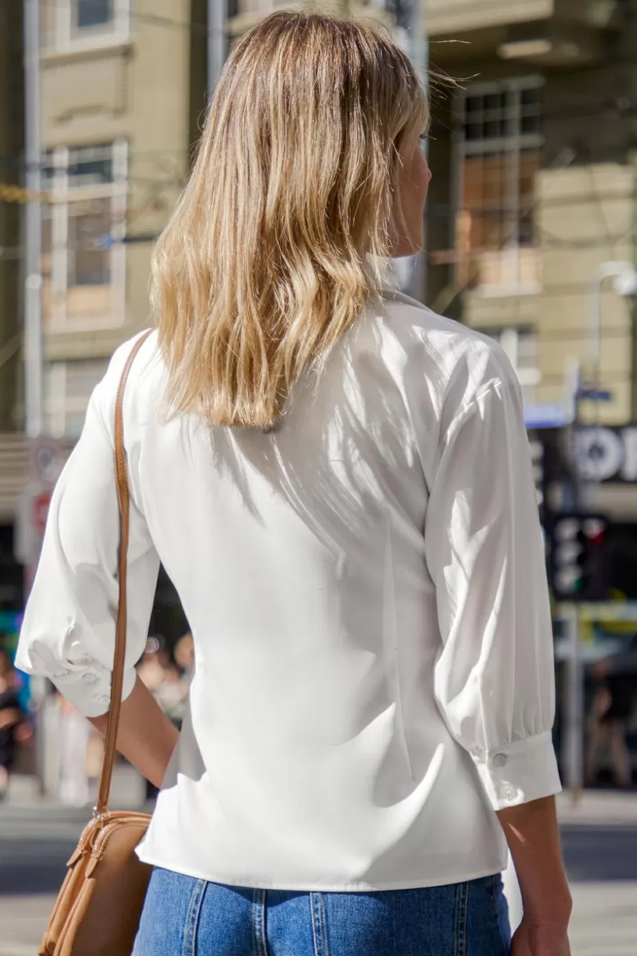 Store Cupshe Collared Front Button Blouse White