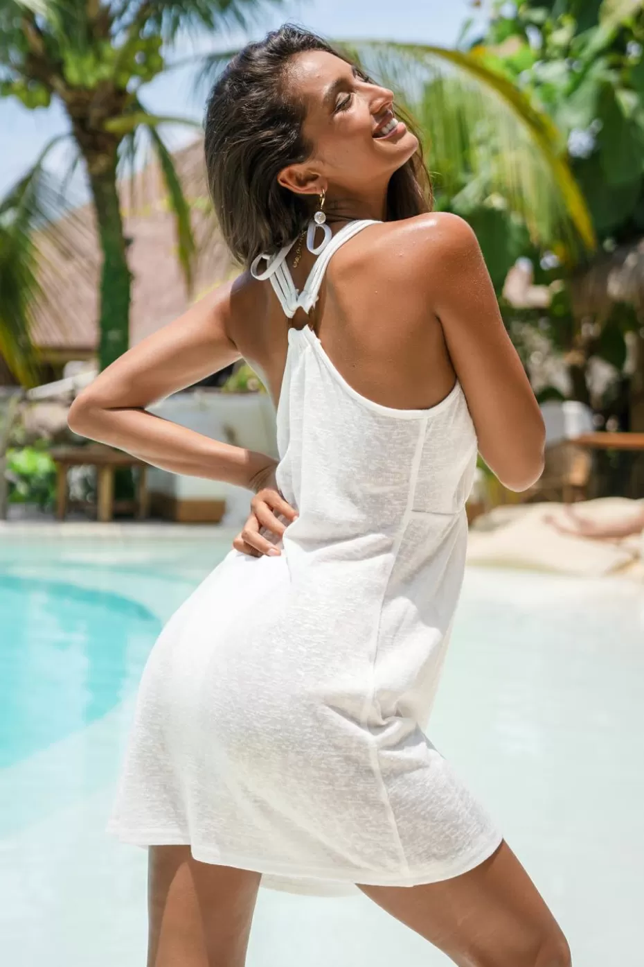 Shop Cupshe Cut-Out Strap Mini Cover-Up Dress White