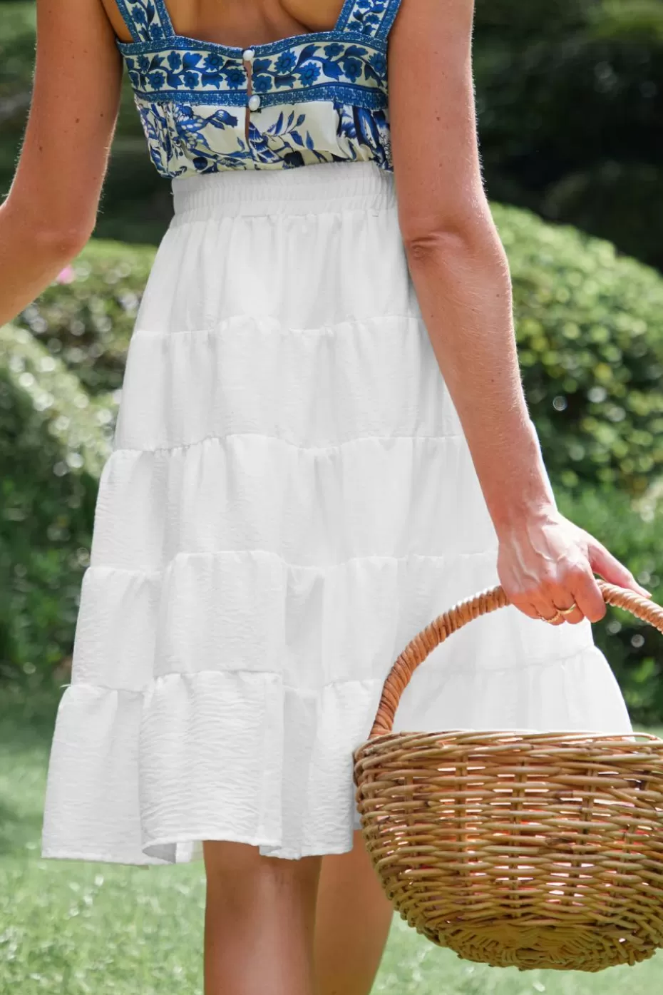 Discount Cupshe Elastic Waist Midi Skirt White