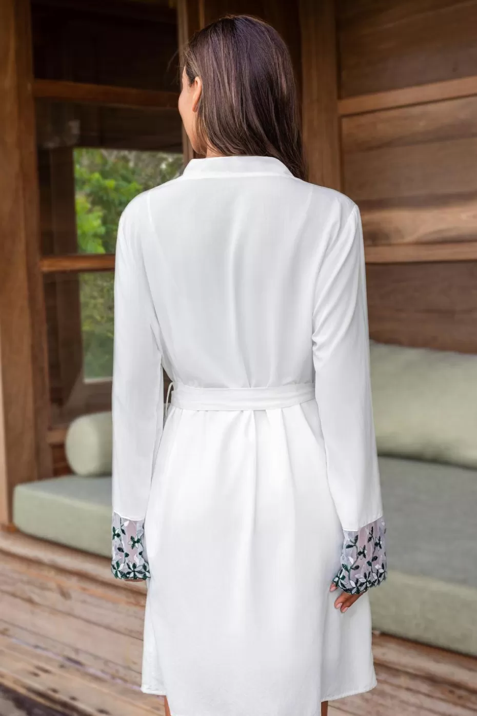 Online Cupshe Floral Embroidered Robe White