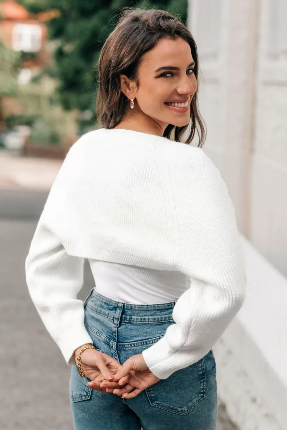 Discount Cupshe Long Sleeve Open Front Shrug White