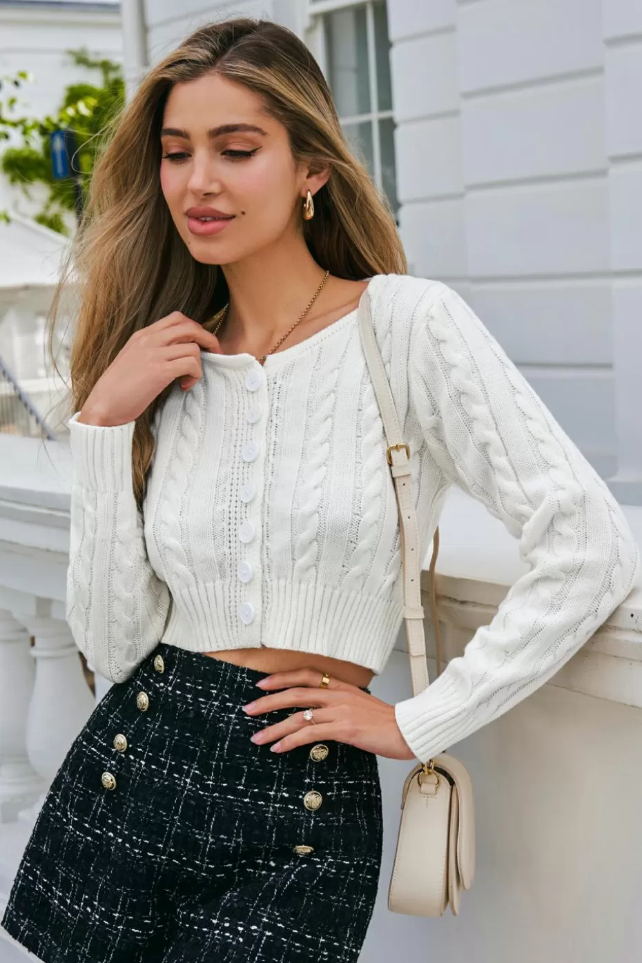 Online Cupshe Ribbed Knit Round Neck Top White