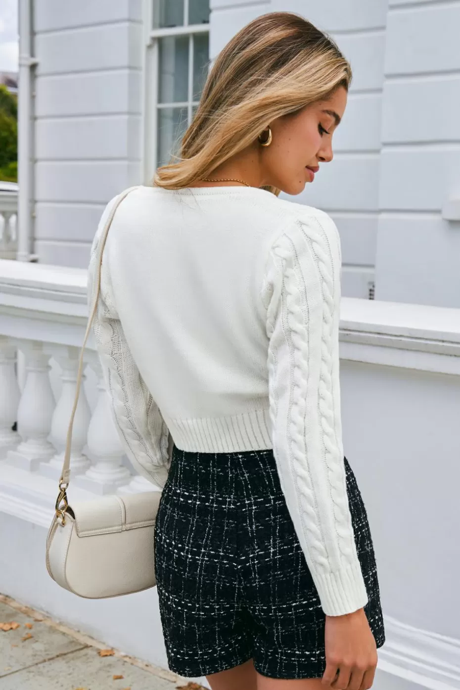 Online Cupshe Ribbed Knit Round Neck Top White