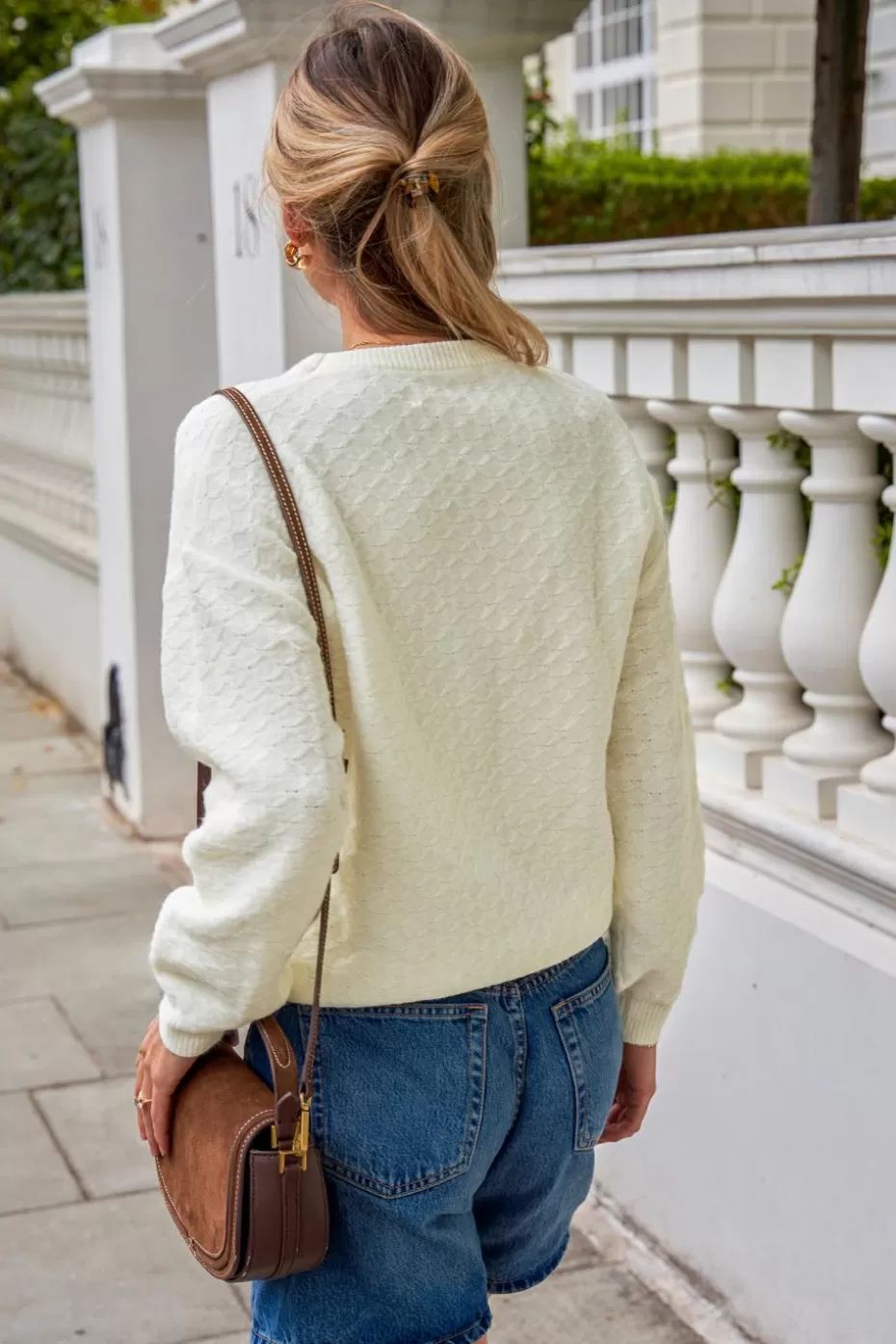 Shop Cupshe Round Neck Long Sleeve Sweater White