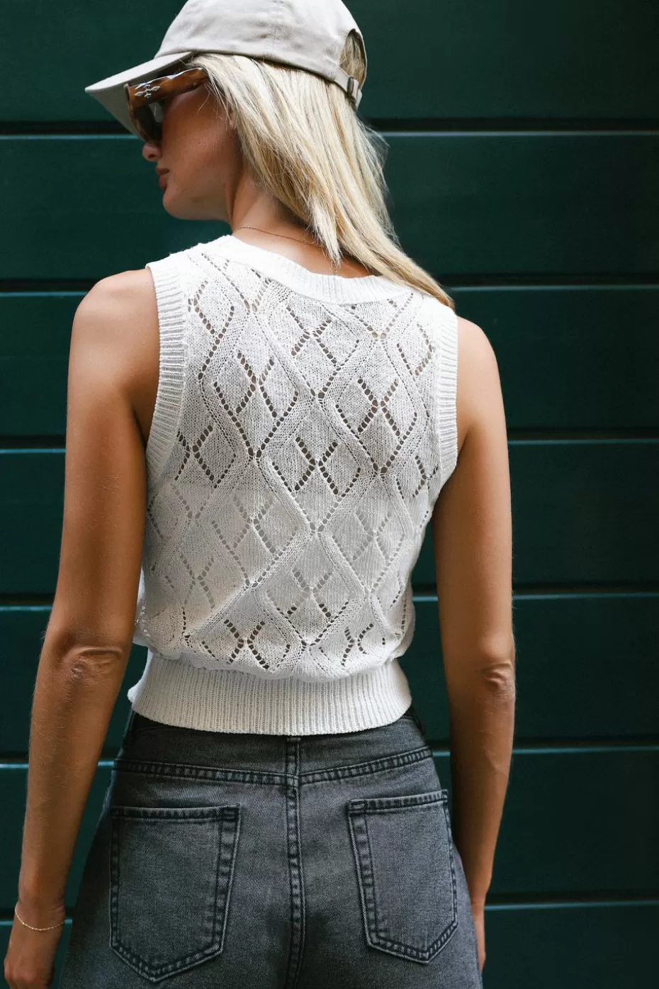 Shop Cupshe Round Neck Sleeveless Crochet Top White